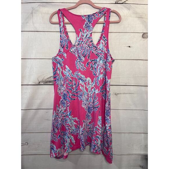 Lilly Pulitzer Monterey Dress Pima Cotton Capri Pink Samba Coral Print Large L - Picture 6 of 6
